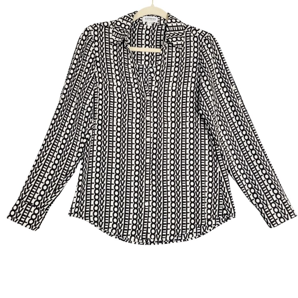 NWOT EXPRESS The Portofino Shirt LOVE Long Sleeve Button Up Top SIZE SMALL